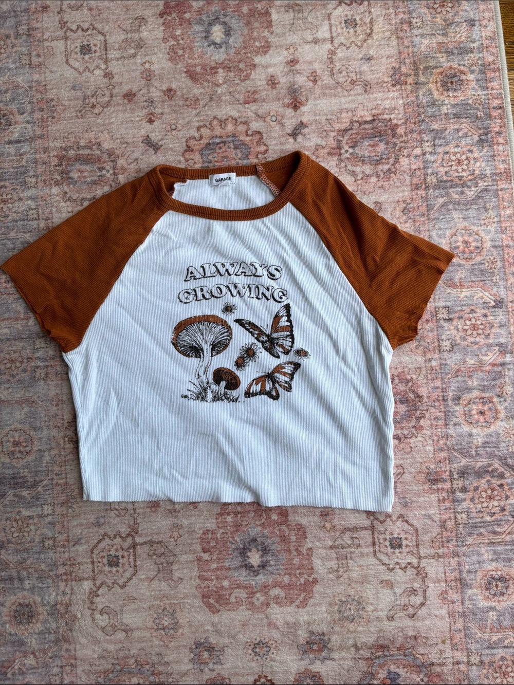 Garage Kids White & Rust Raglan 'Always Growing' Graphic Tee